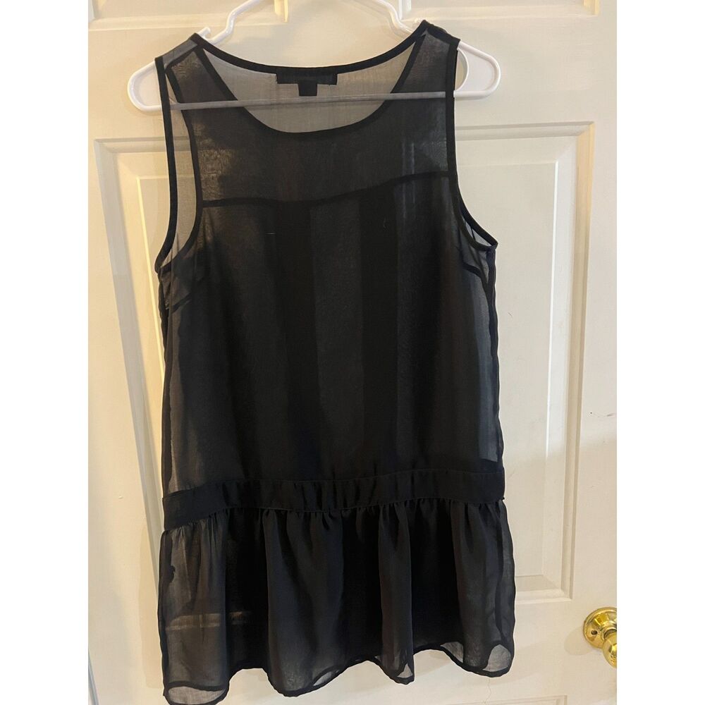 Forever 21 Sheer Black Mesh Sleeveless Drop Waist Mini Dress Overlay Womens S
